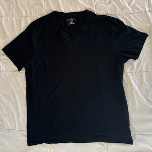 Alfani Black Cotton Spandex Stretch Button Neck Dress Shirt T-Shirt Men sz XL